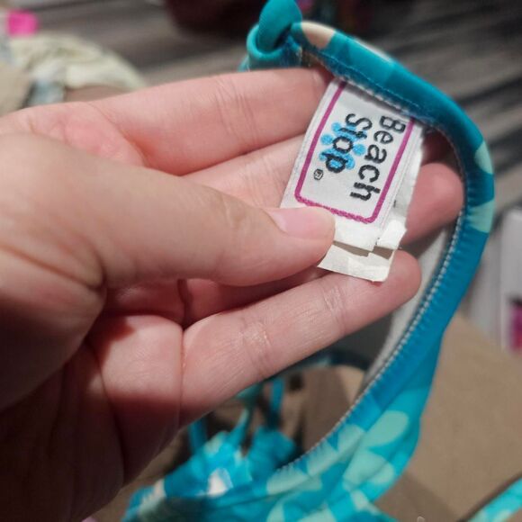 Vintage 90s blue beachy triangle bikini top - Picture 3 of 4